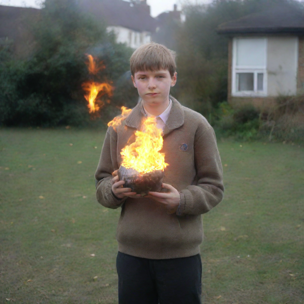 Boy Portrait Burning Planet