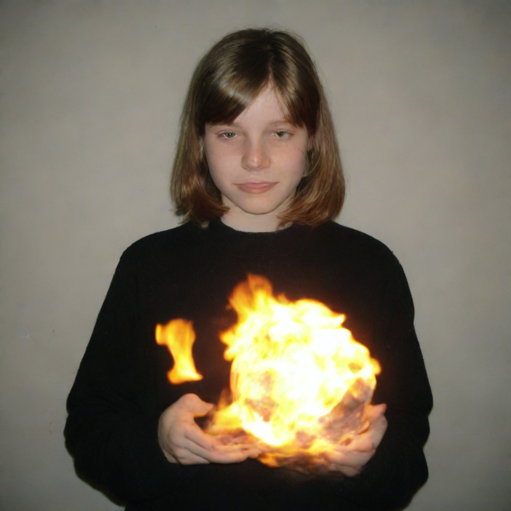 Teen Girl Portrait Burning Planet