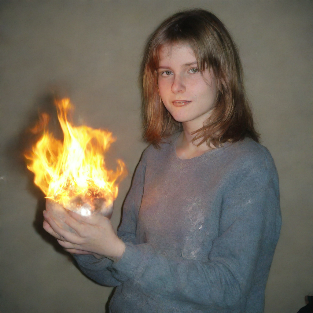 Teen Girl Portrait Burning Planet