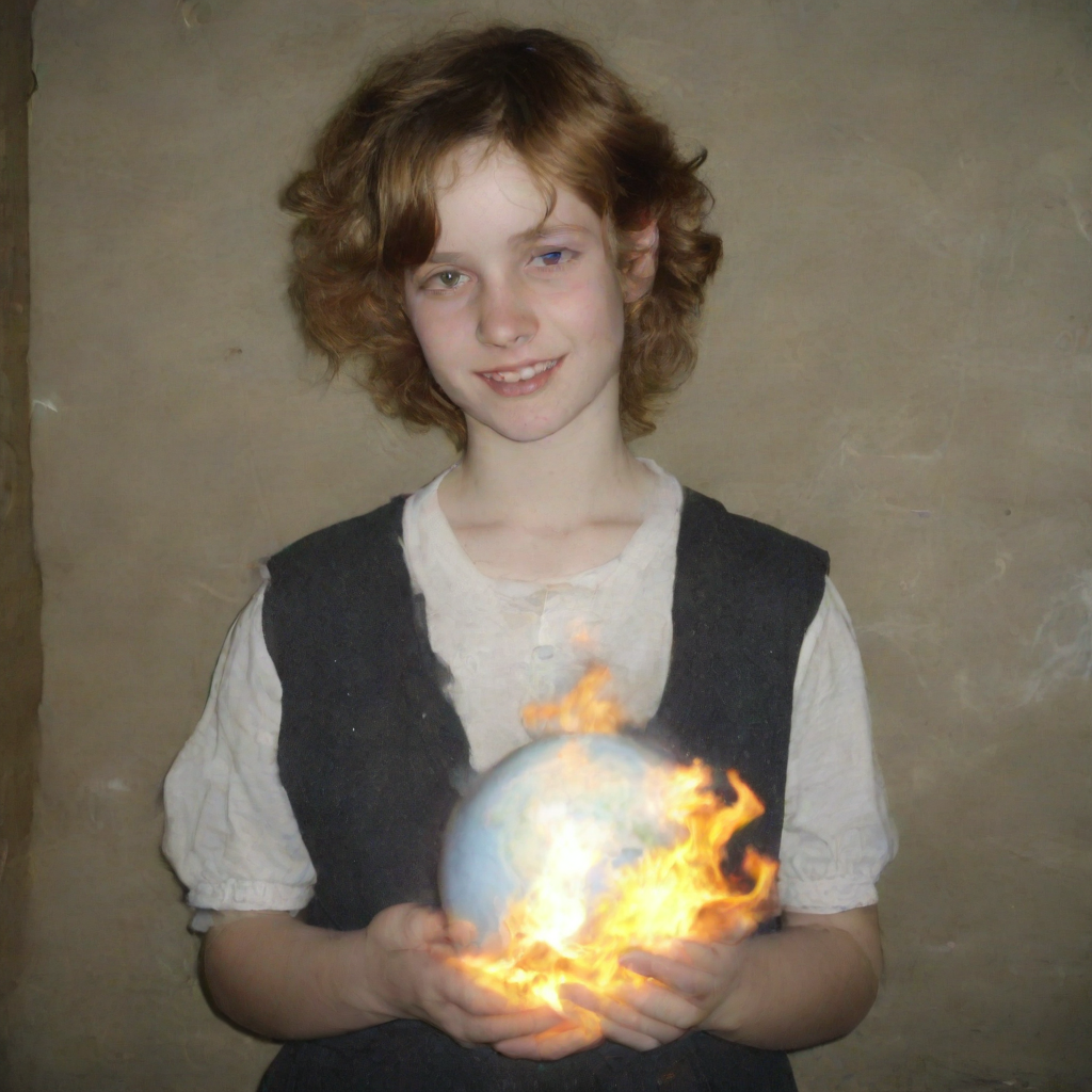 Teen Girl Portrait Burning Planet